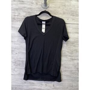 Peyton Jenson T Shirt XS Womens Black Short Sleeve V Neck Basic Cotton Tee